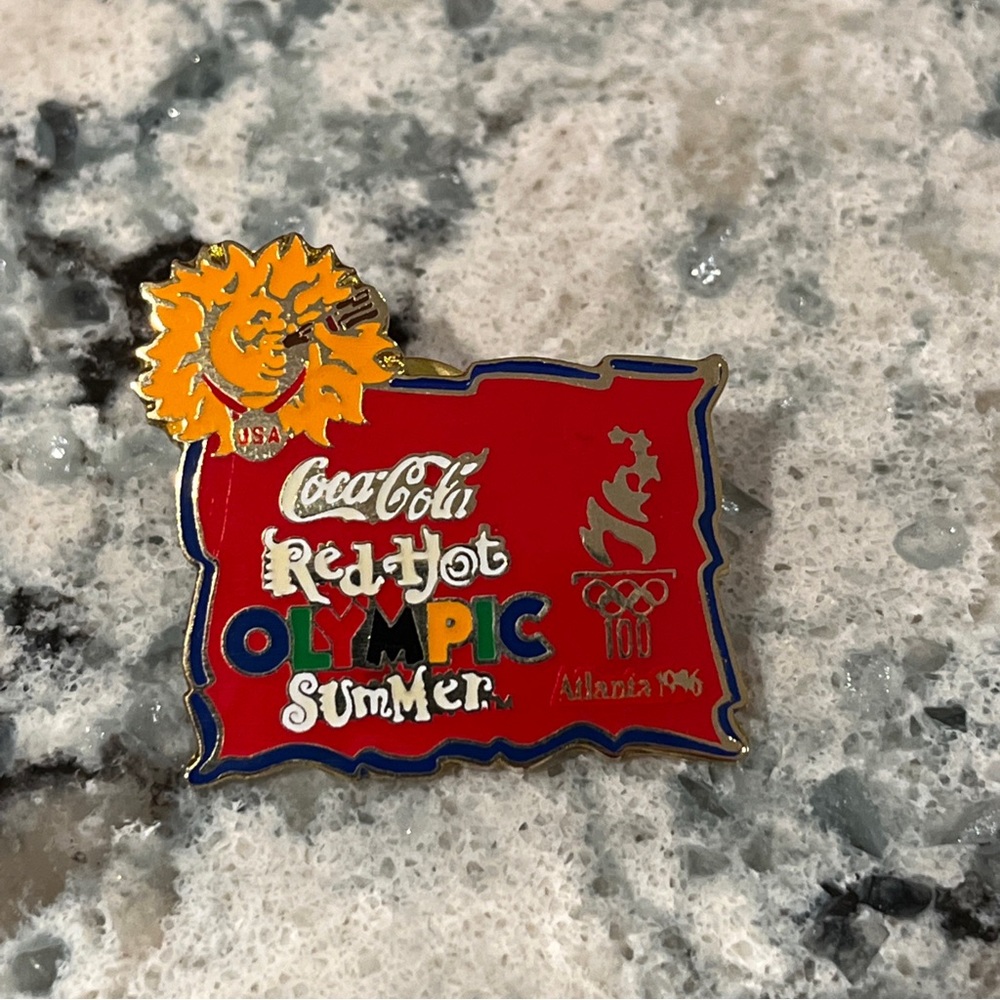 Vintage Coca-Cola Coke Red Hot Olympic Summer Atlanta‎ Lapel Pin